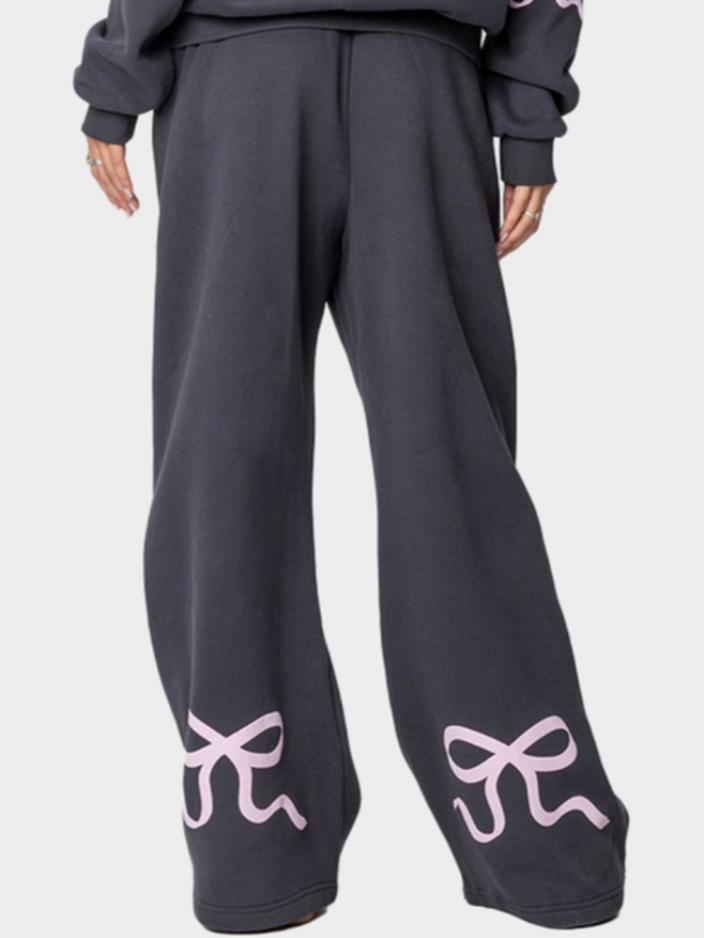 EDIKTED BONNY BOW DETAIL SWEATPANTS DARK GRAY XL NWT BAGGY WIDE LEG JOGGERS